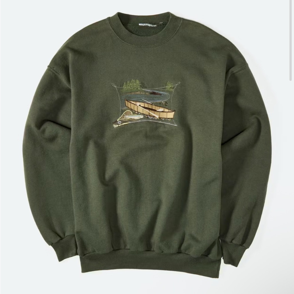 Vintage Fishing Boat Crewneck Sweatshirt in Green Size XL MCCC Sportswear